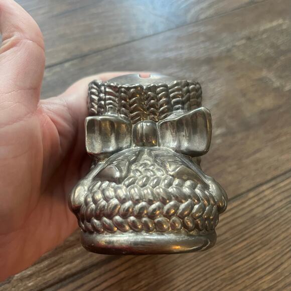 Brass Piggy Bank Baby Boot Bow Vintage Copper Oil Rubbed Bronze Heavy Metal - Picture 5 of 6